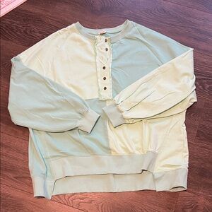 Peach Love California Light Green Button-Up Top